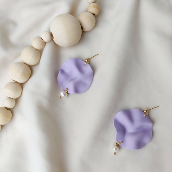 Clay & Baroque Pearl Earrings, Modern Earrings - Picture 1 of 3